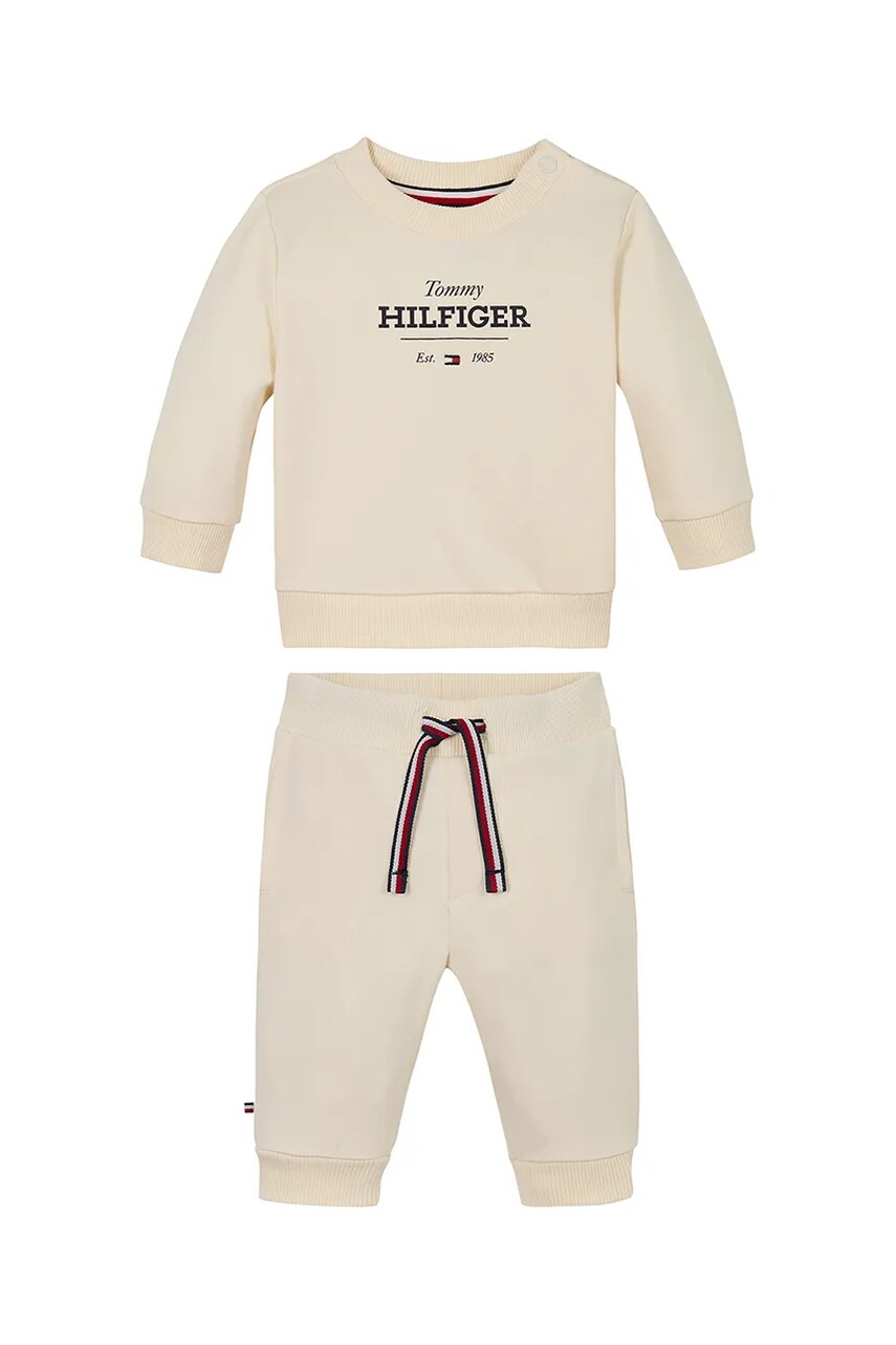 Levně Kojenecká tepláková souprava Tommy Hilfiger béžová barva, KN0KN01978