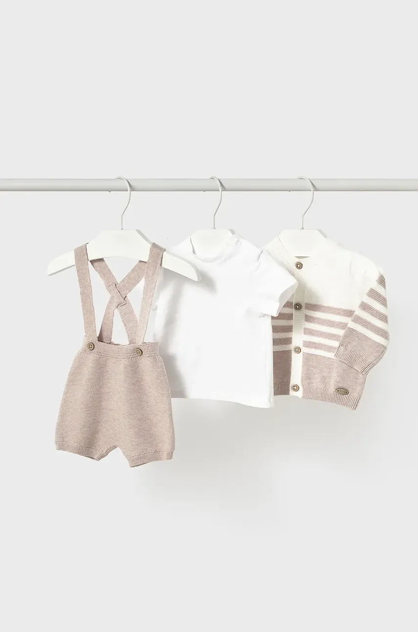 Kojenecká sada Mayoral Newborn 3-pack béžová barva, 1203