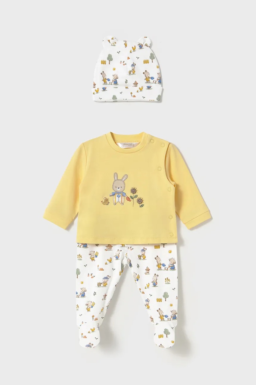 Mayoral Newborn compleu bebe culoarea galben, 1557