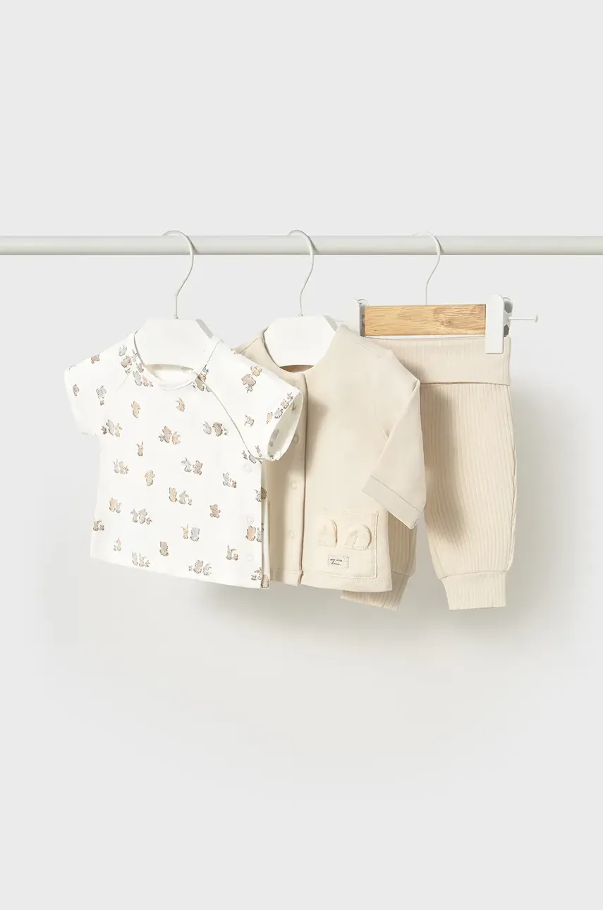 Mayoral Newborn set de bumbac pentru bebelusi culoarea bej, 1877