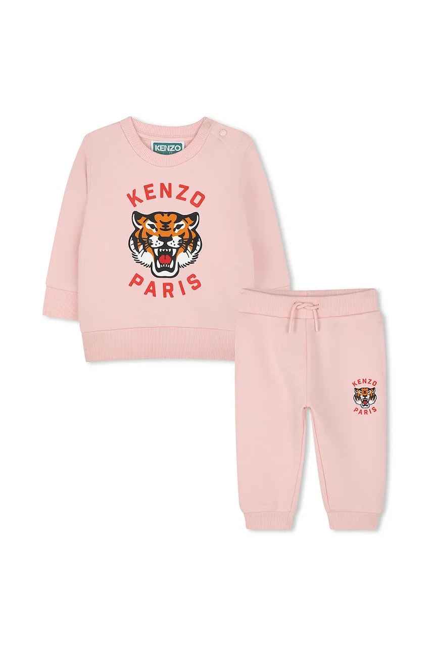 Kenzo Kids trening din bumbac pentru bebeluși culoarea portocaliu, K60935 Kenzo Kids trening din bumbac pentru bebeluși culoarea portocaliu, K60935