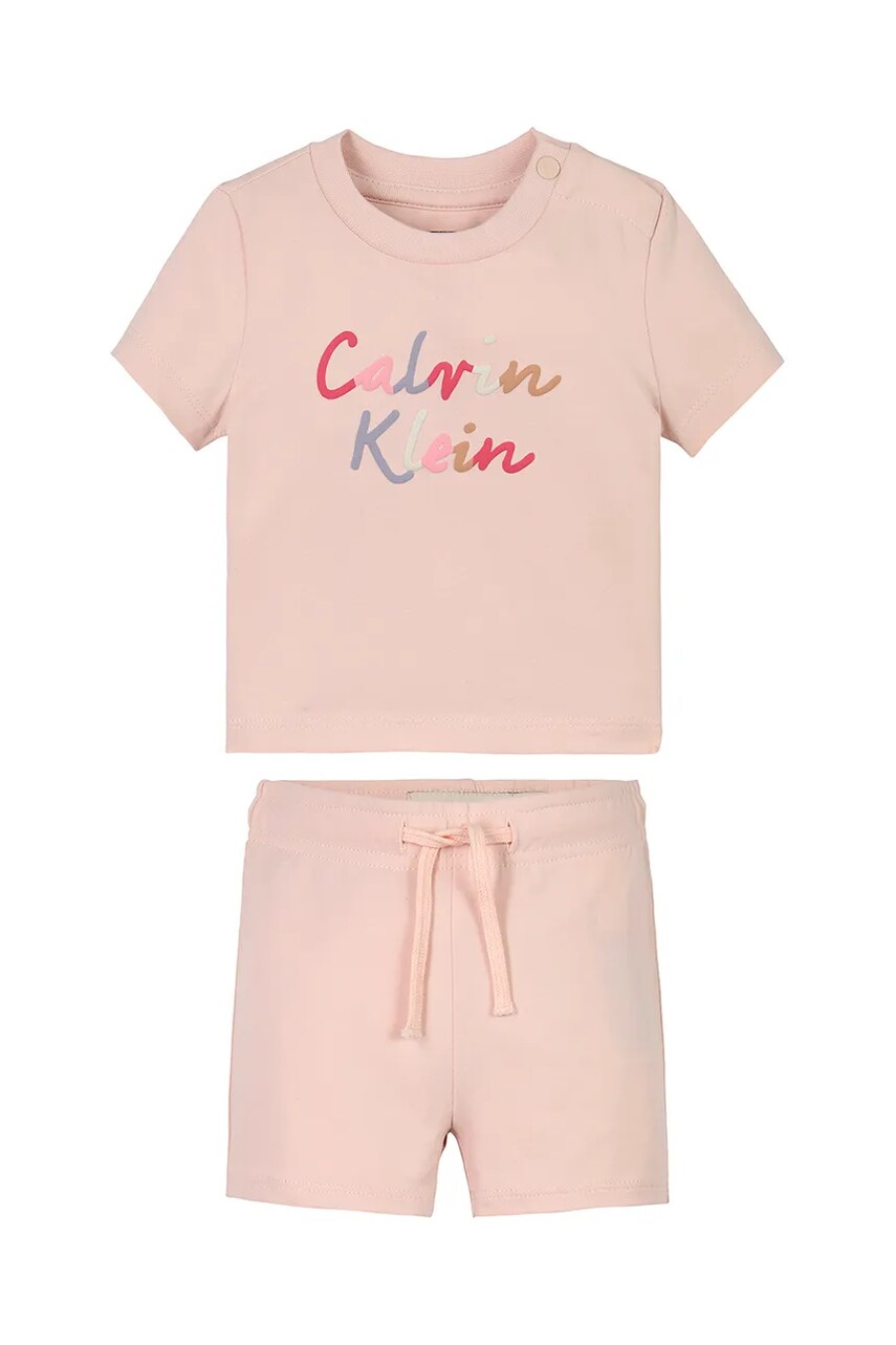 Levně Dětská souprava Calvin Klein Jeans růžová barva, IN0IN00306