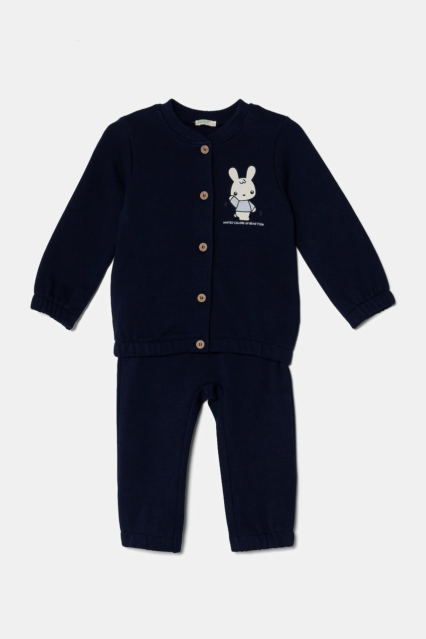 United Colors of Benetton set trening bumbac pentru copii culoarea albastru marin, 3J70AK012 United Colors of Benetton set trening bumbac pentru copii culoarea albastru marin, 3J70AK012