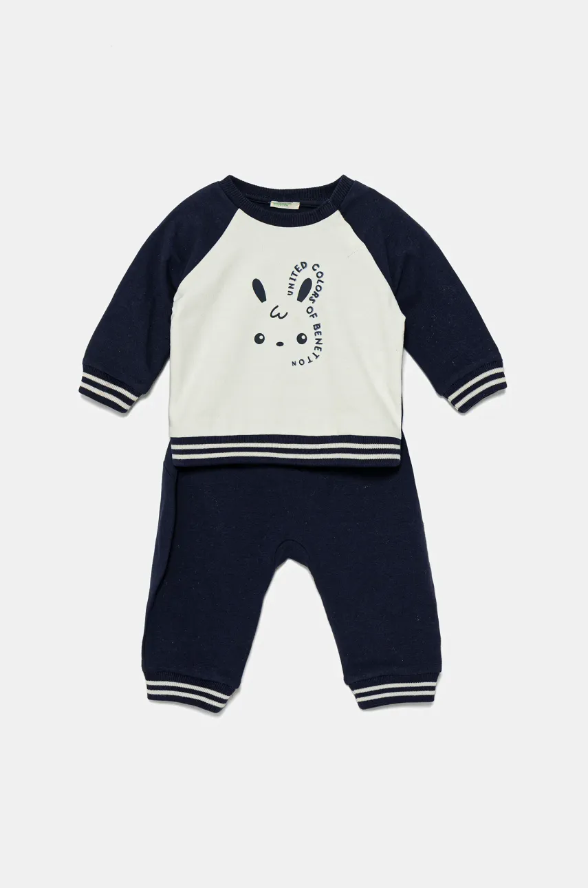 Levně Kojenecká tepláková souprava United Colors of Benetton 2-pack tmavomodrá barva, 3MDUAK00Q