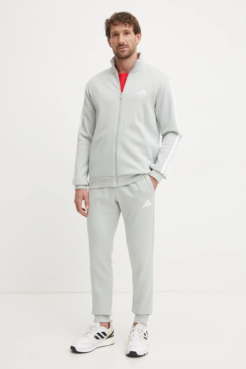 adidas trening 3S FL TT TS bărbați, culoarea gri, JI8883 adidas trening 3S FL TT TS bărbați, culoarea gri, JI8883