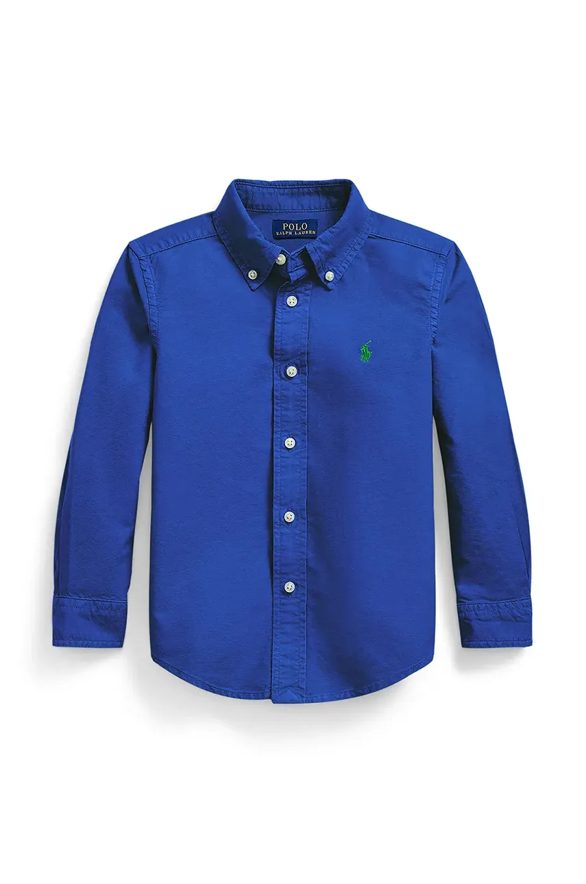 Levně Dětská bavlněná košile Polo Ralph Lauren modrá barva, 322858909019