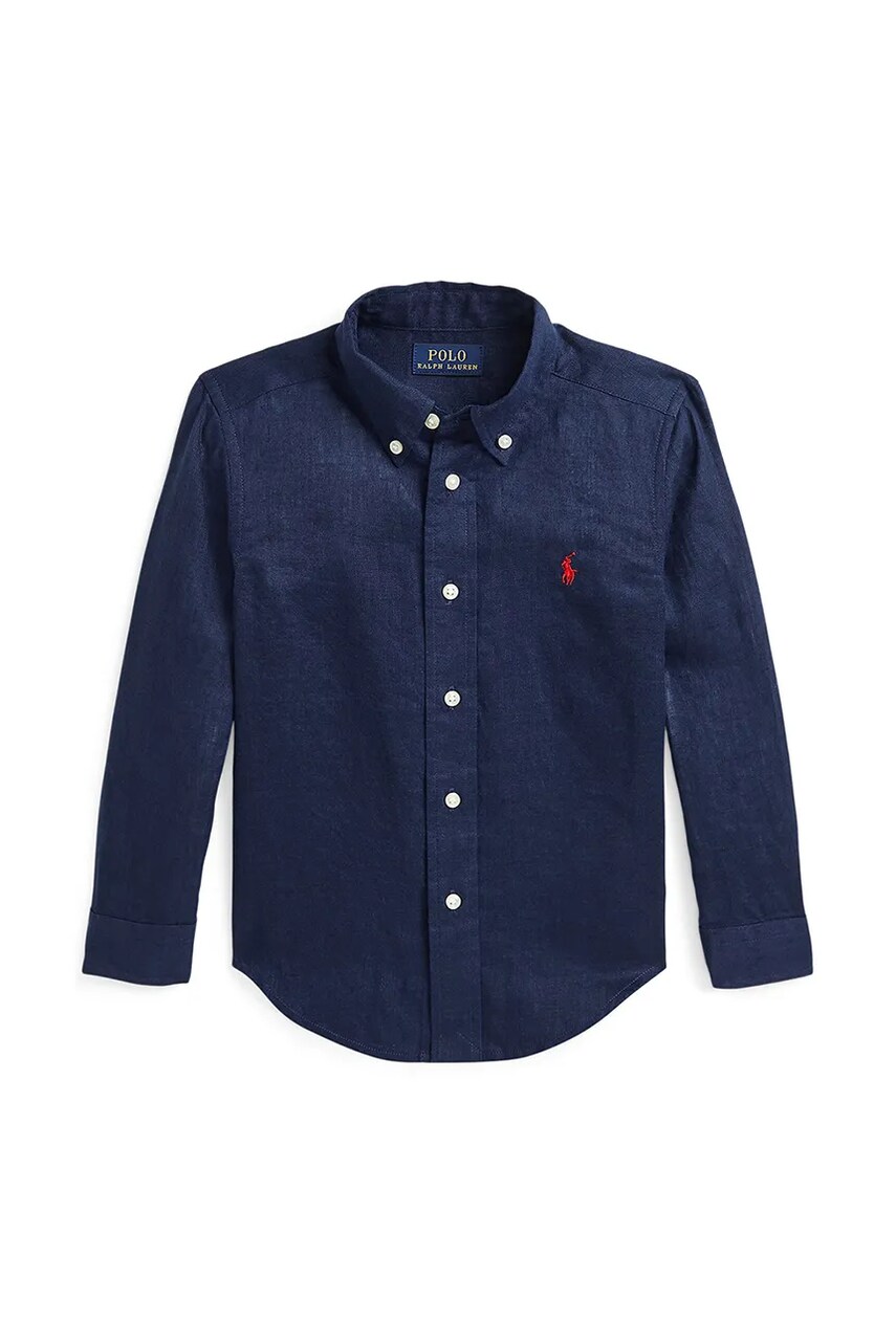 Levně Dětská bavlněná košile Polo Ralph Lauren tmavomodrá barva, 322967600004