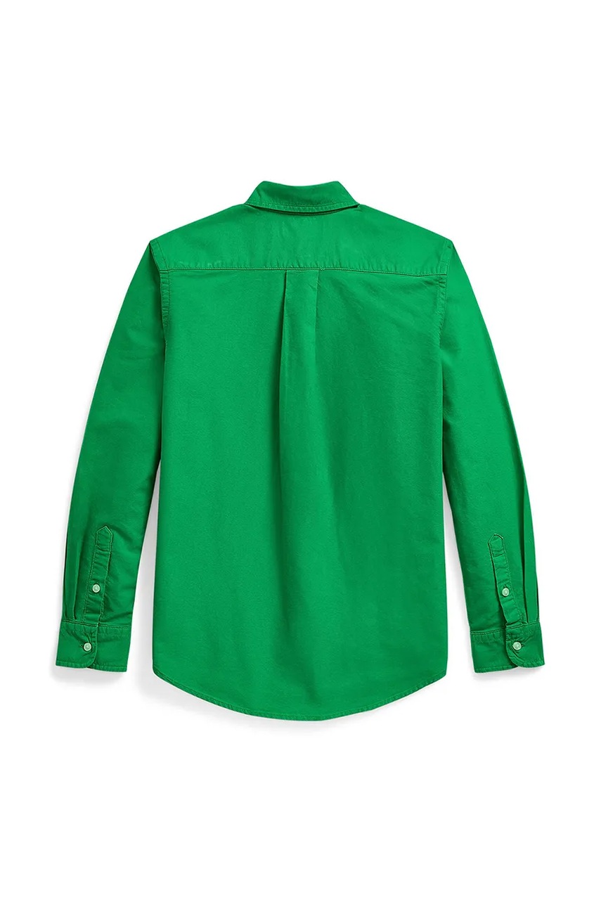 Детская хлопковая рубашка Polo Ralph Lauren цвет зелёный 323858909018