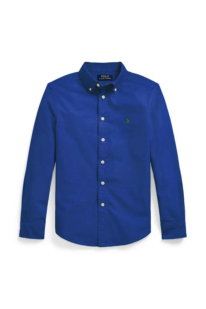 Levně Dětská bavlněná košile Polo Ralph Lauren modrá barva, 323858909019