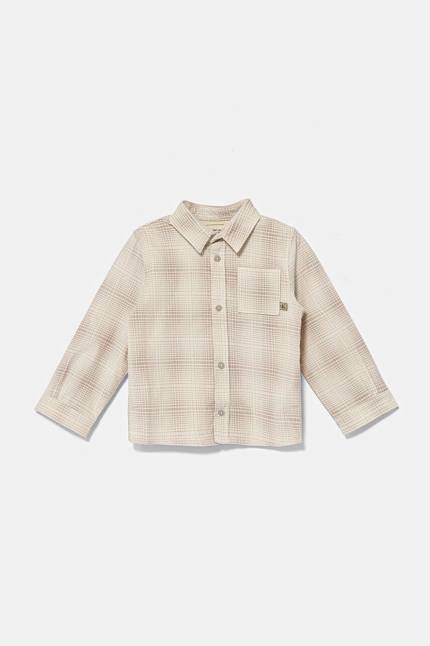 Levně Dětská košile Calvin Klein Jeans béžová barva, IN0IN00272
