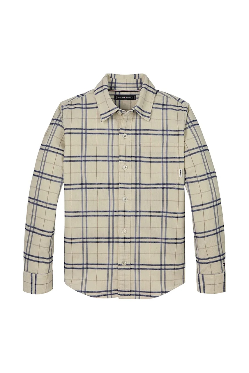 Детская рубашка Tommy Hilfiger цвет бежевый KB0KB09338 Детская рубашка Tommy Hilfiger цвет бежевый KB0KB09338