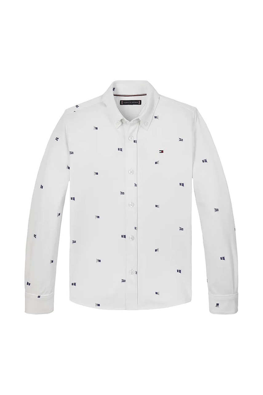 Дитяча бавовняна сорочка Tommy Hilfiger колір білий KB0KB09594
