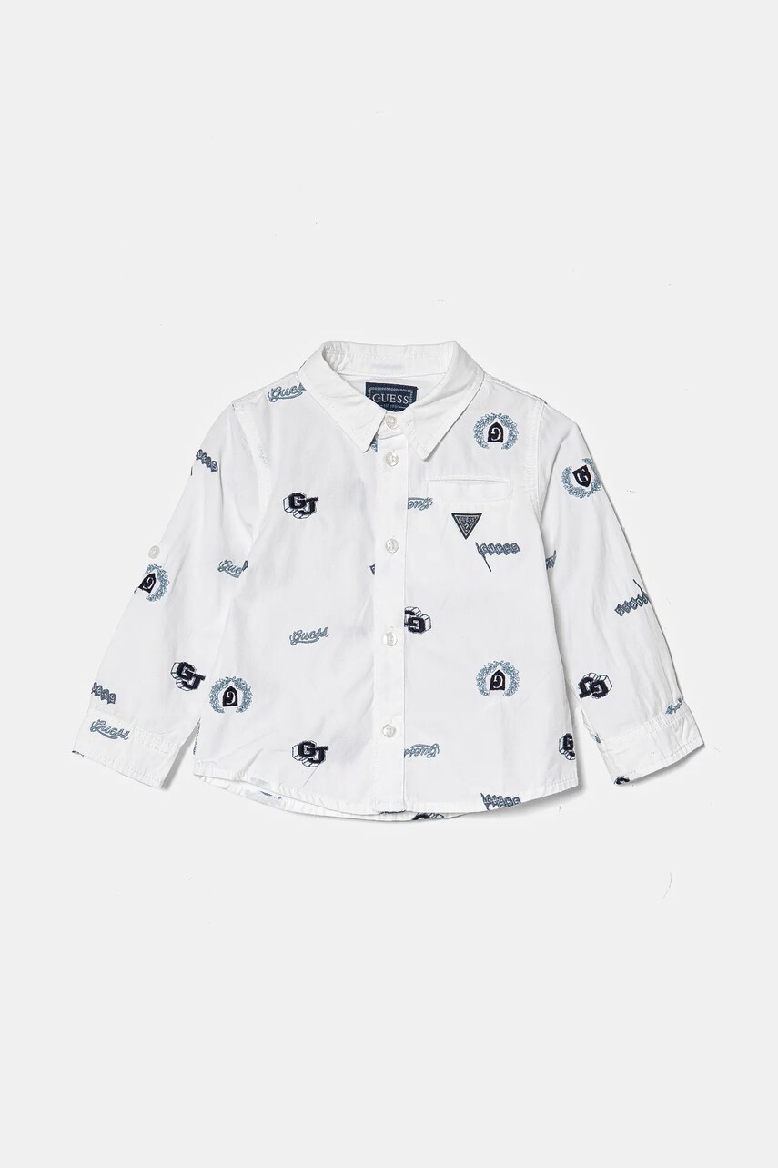 Levně Dětská bavlněná košile Guess bílá barva, N5RH07 WBHQ1