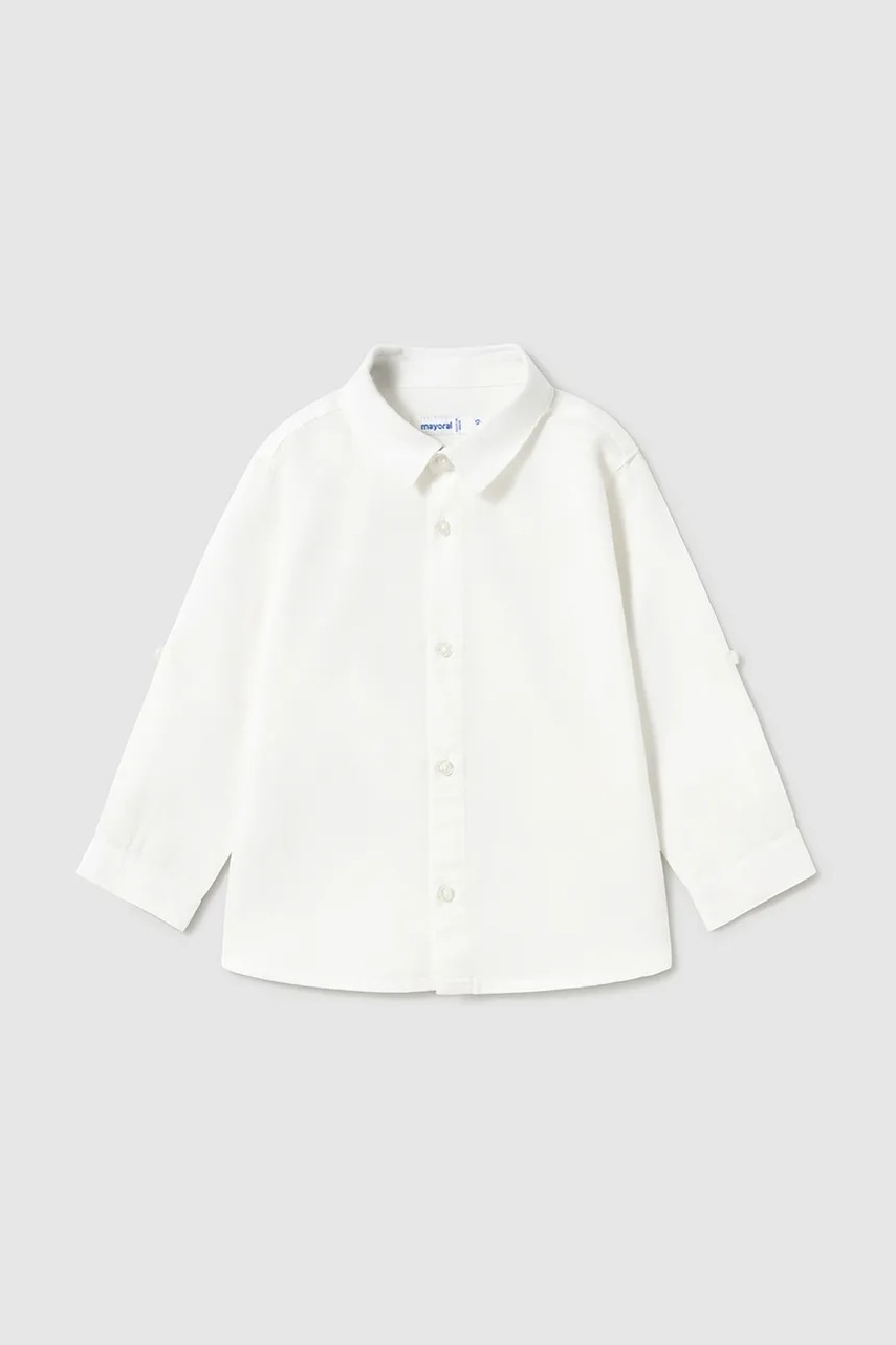 Mayoral cămașă din amestec de in pentru copii culoarea alb, 1116
