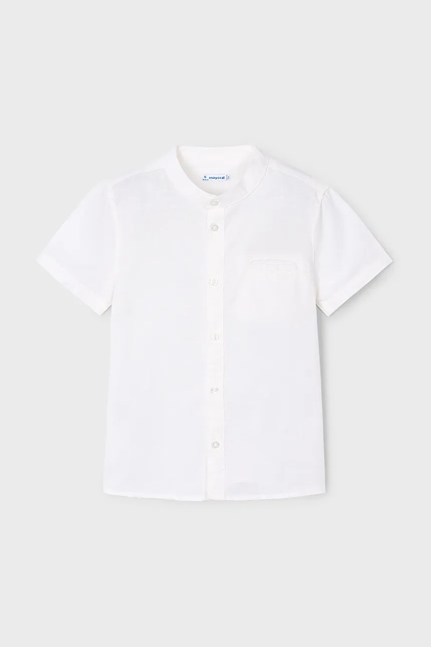 Mayoral cămașă din amestec de in pentru copii culoarea alb, 3113
