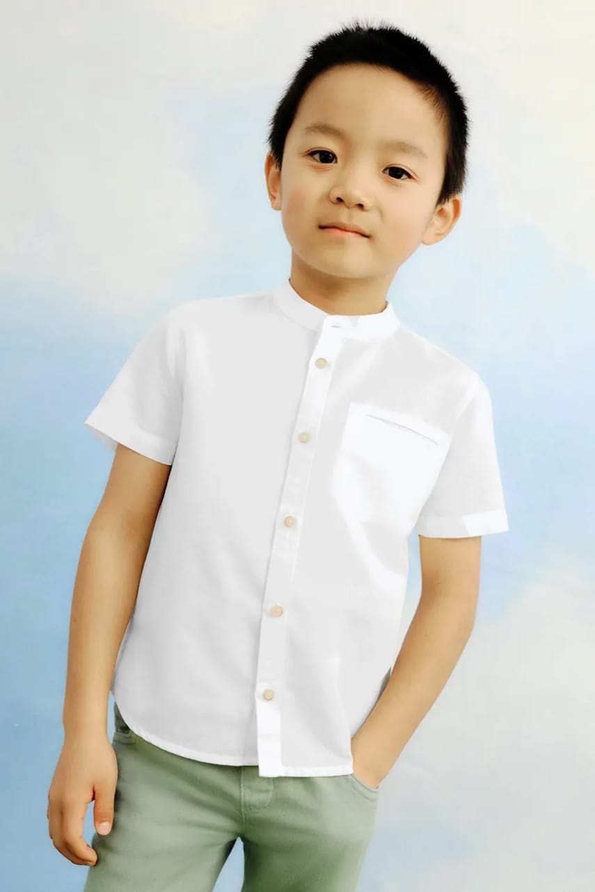 Mayoral cămașă din amestec de in pentru copii culoarea bej, 3113