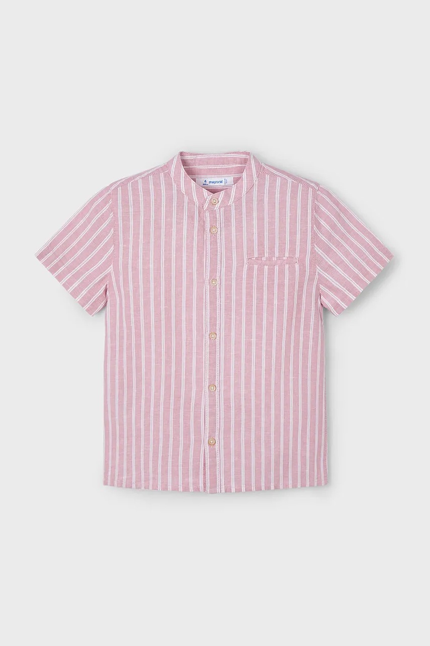 Детская рубашка с примесью льна Mayoral цвет красный 3113 Детская рубашка с примесью льна Mayoral цвет красный 3113