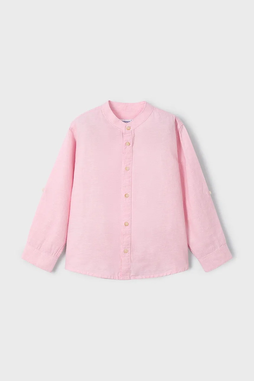 Детская рубашка с примесью льна Mayoral цвет красный 3119