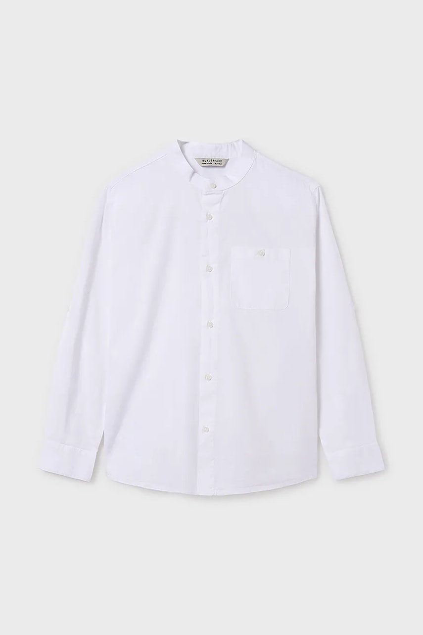 Детская хлопковая рубашка Mayoral цвет белый 6141 Детская хлопковая рубашка Mayoral цвет белый 6141