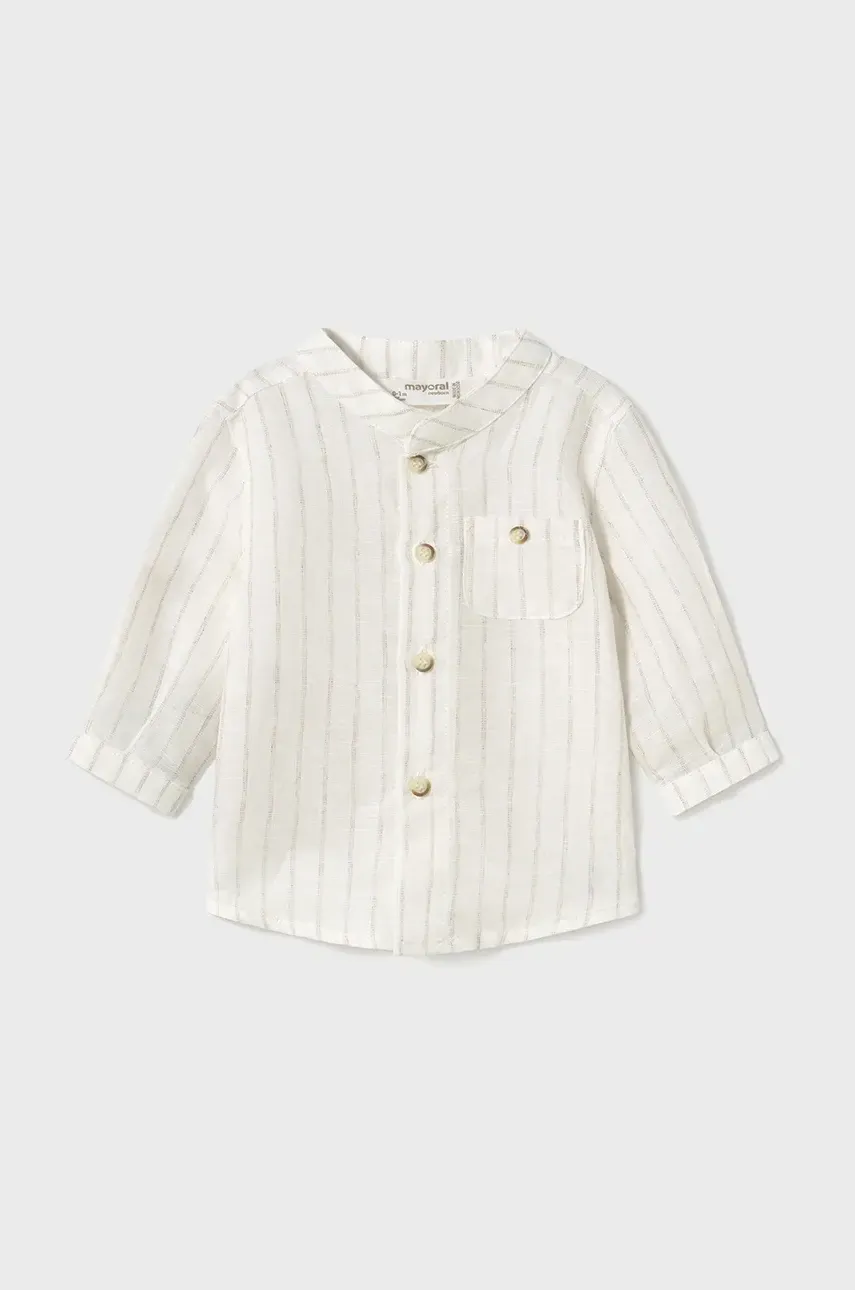 Mayoral Newborn cămașă din amestec de in pentru bebeluși culoarea bej, 1103