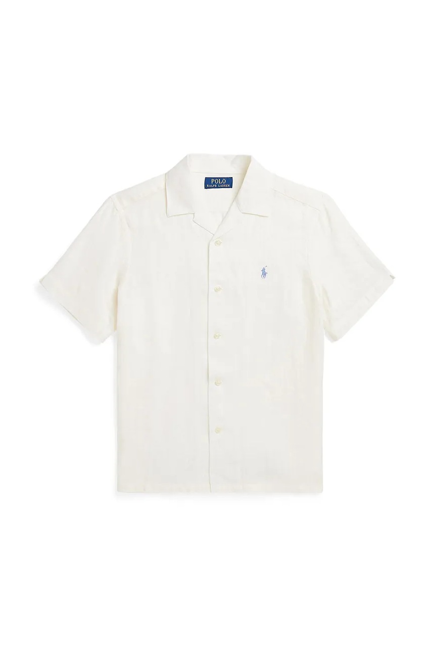Levně Dětská lněná košile Polo Ralph Lauren bílá barva, 323964585001