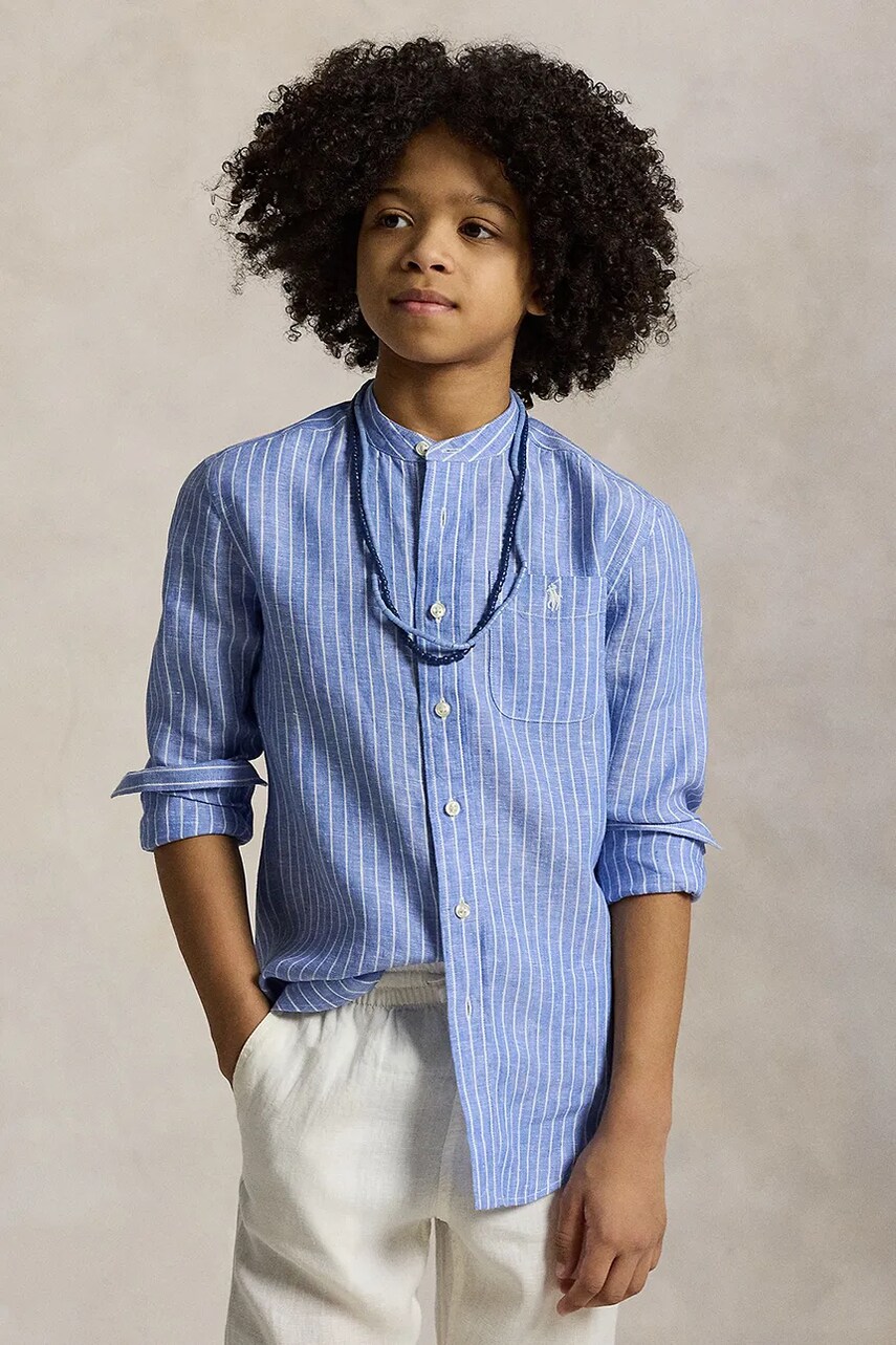 Levně Dětská bavlněná košile Polo Ralph Lauren modrá barva, 323964594001