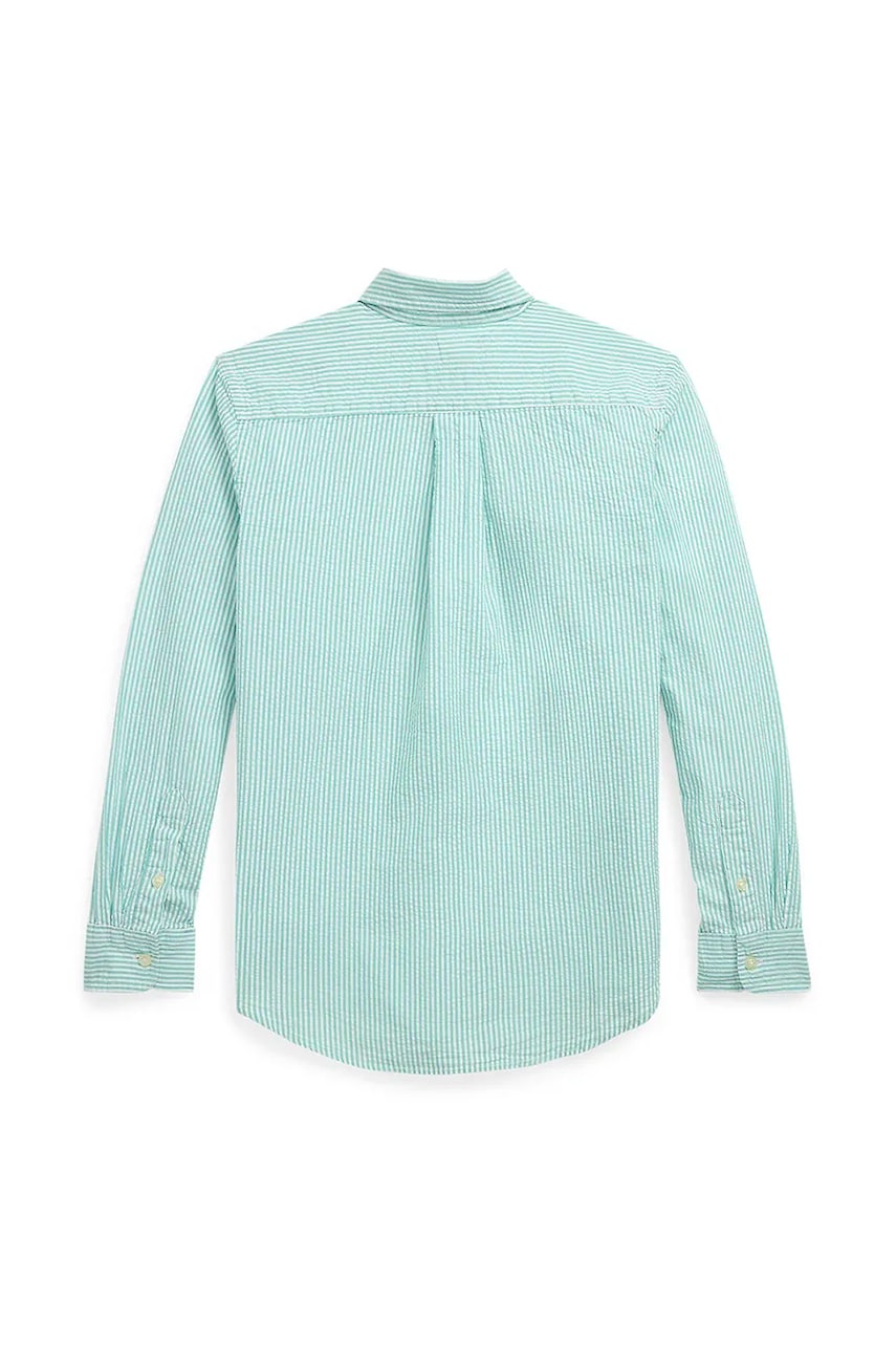 Детская хлопковая рубашка Polo Ralph Lauren цвет бирюзовый 323964692002 Детская хлопковая рубашка Polo Ralph Lauren цвет бирюзовый 323964692002
