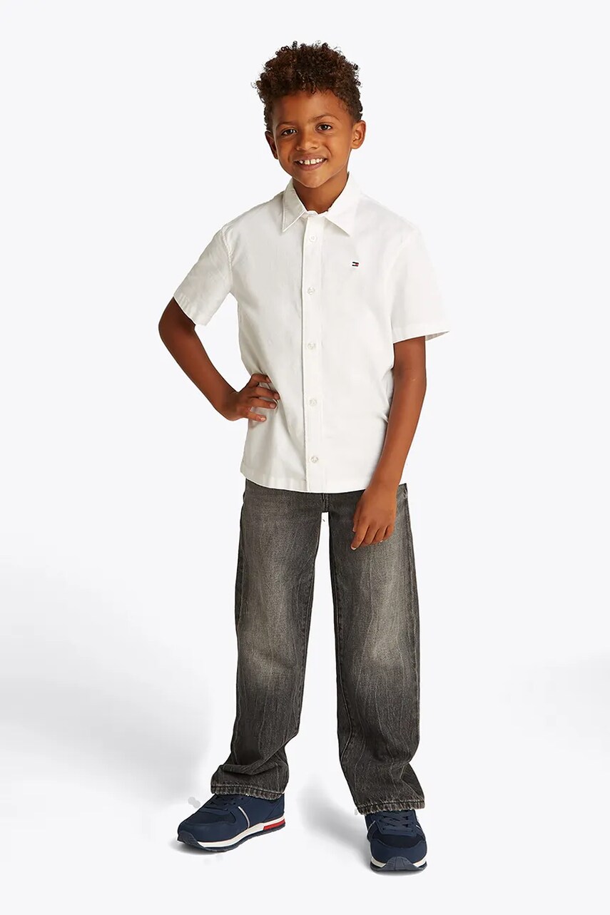 Levně Dětská košile Tommy Hilfiger bílá barva, KB0KB09554