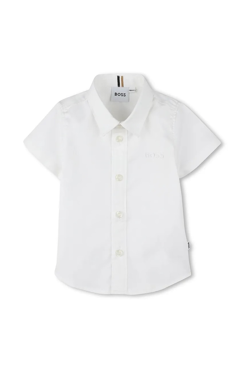 BOSS cămașă din bumbac pentru bebeluși culoarea alb, J52089