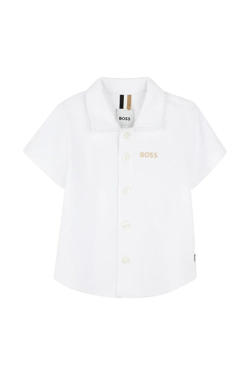 BOSS cămașă din bumbac pentru bebeluși culoarea alb, J52092