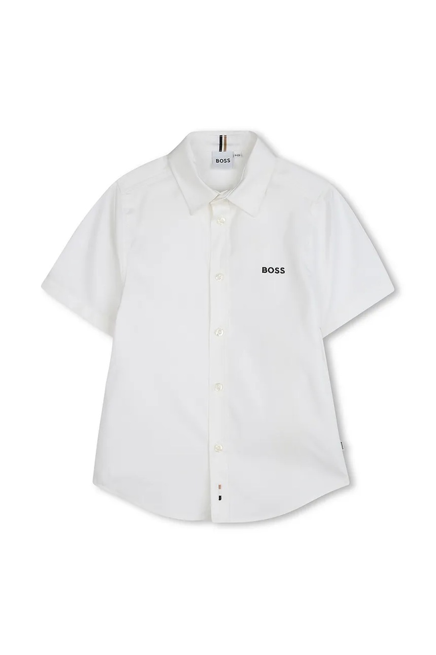 BOSS camasa de bumbac pentru copii culoarea alb, J52273