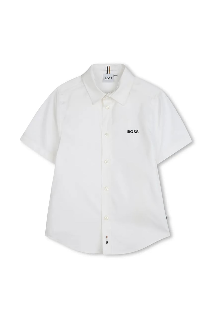 BOSS camasa de bumbac pentru copii culoarea alb, J52273 BOSS camasa de bumbac pentru copii culoarea alb, J52273