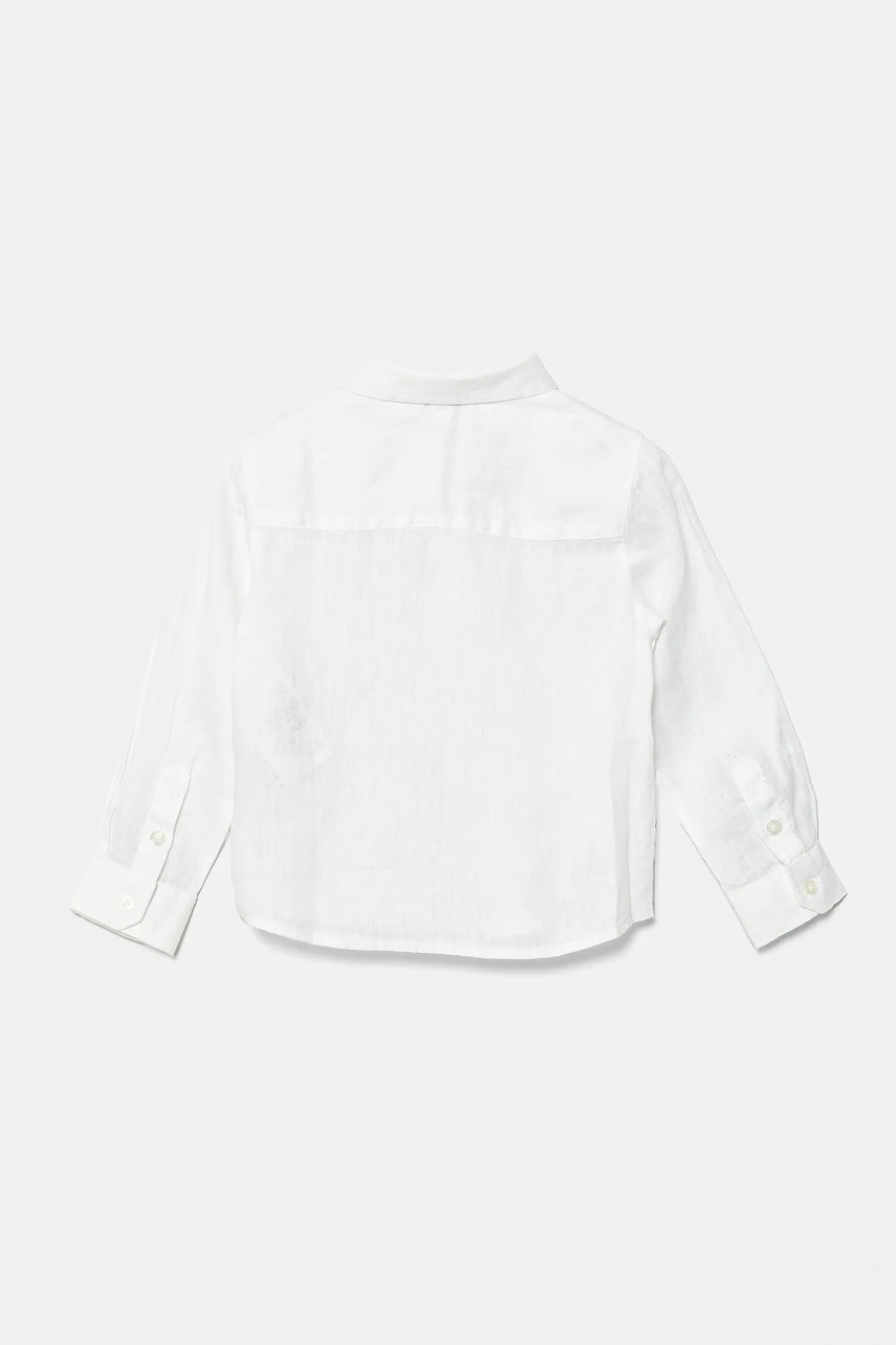 Льняная рубашка для младенцев Emporio Armani цвет белый 8NHC02 3NEEZ Льняная рубашка для младенцев Emporio Armani цвет белый 8NHC02 3NEEZ