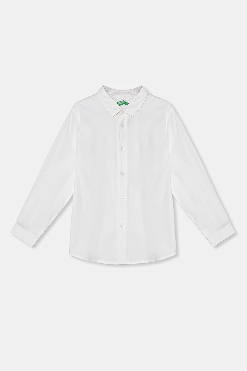 Levně Dětská bavlněná košile United Colors of Benetton bílá barva, 54AZGQ00J