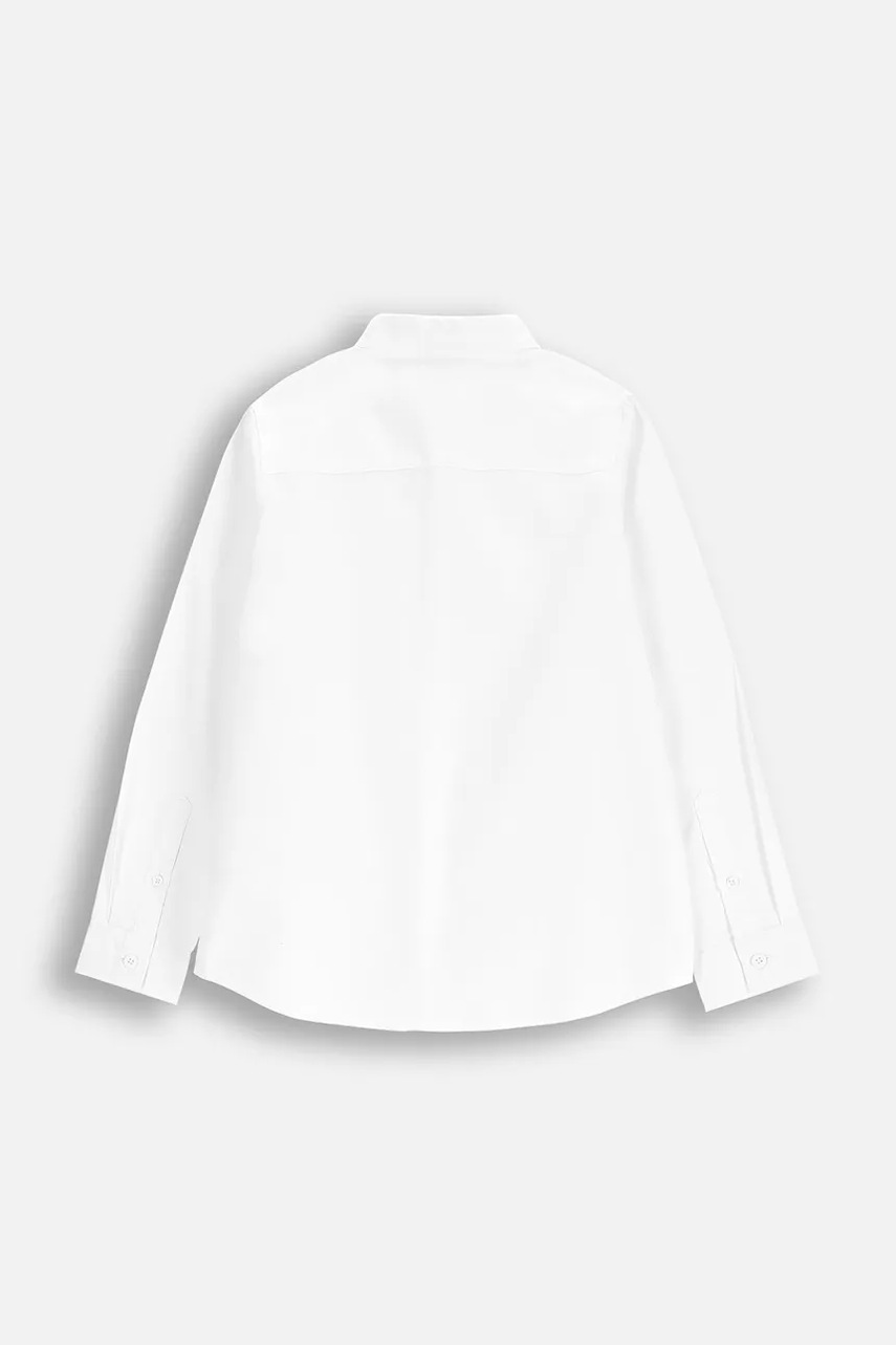 Детская хлопковая рубашка Coccodrillo цвет белый ELEGANT JUNIOR BOY