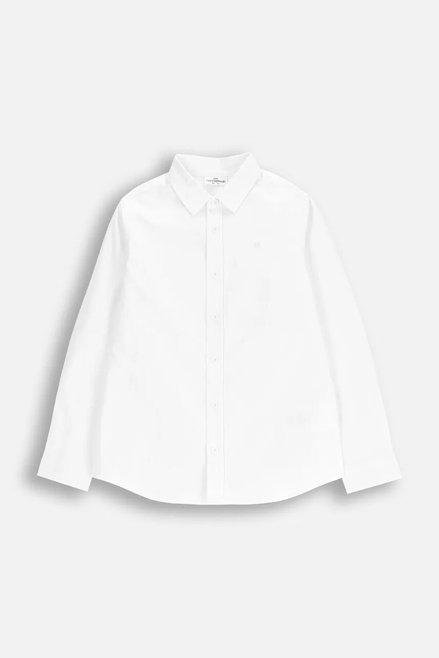 Coccodrillo cămașă de bumbac pentru copii culoarea alb, ELEGANT JUNIOR BOY
