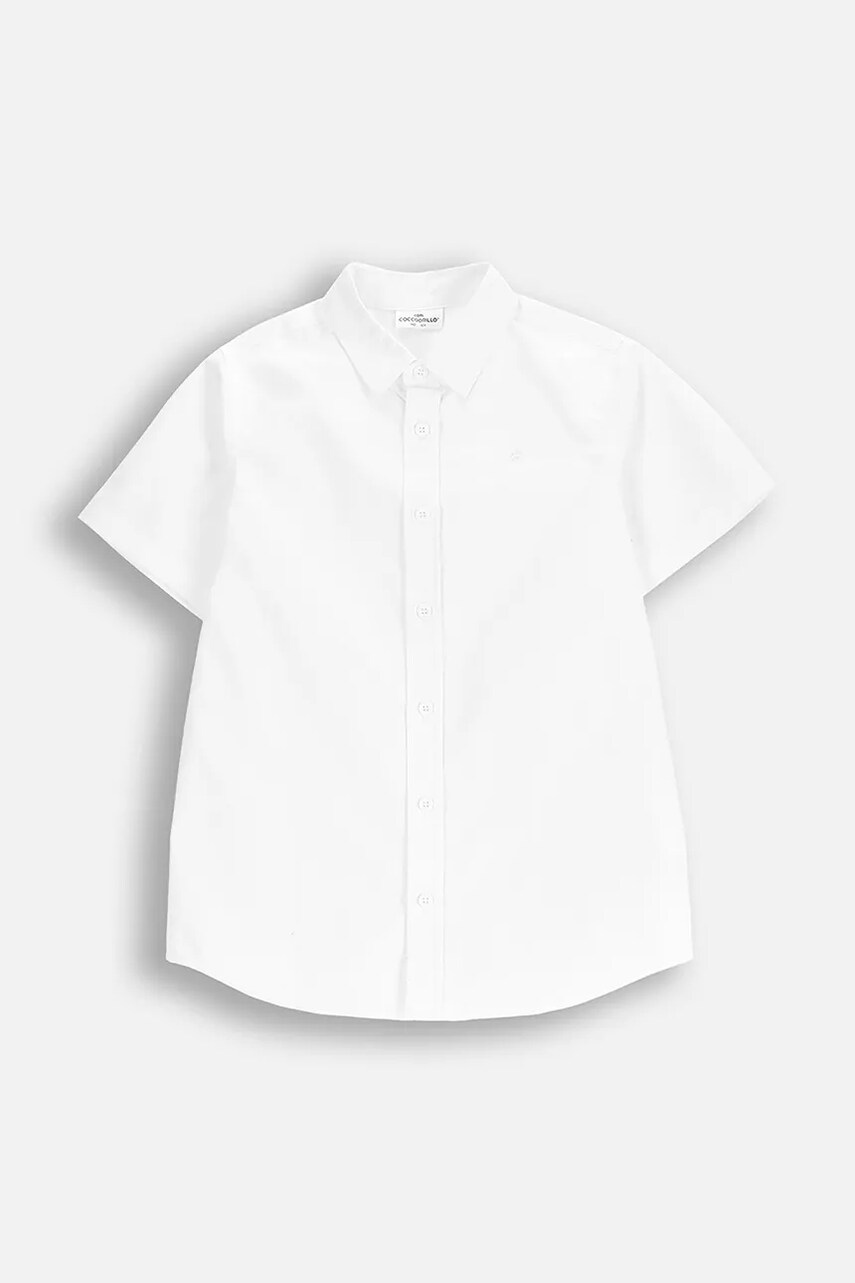 Levně Dětská bavlněná košile Coccodrillo bílá barva, ELEGANT JUNIOR BOY