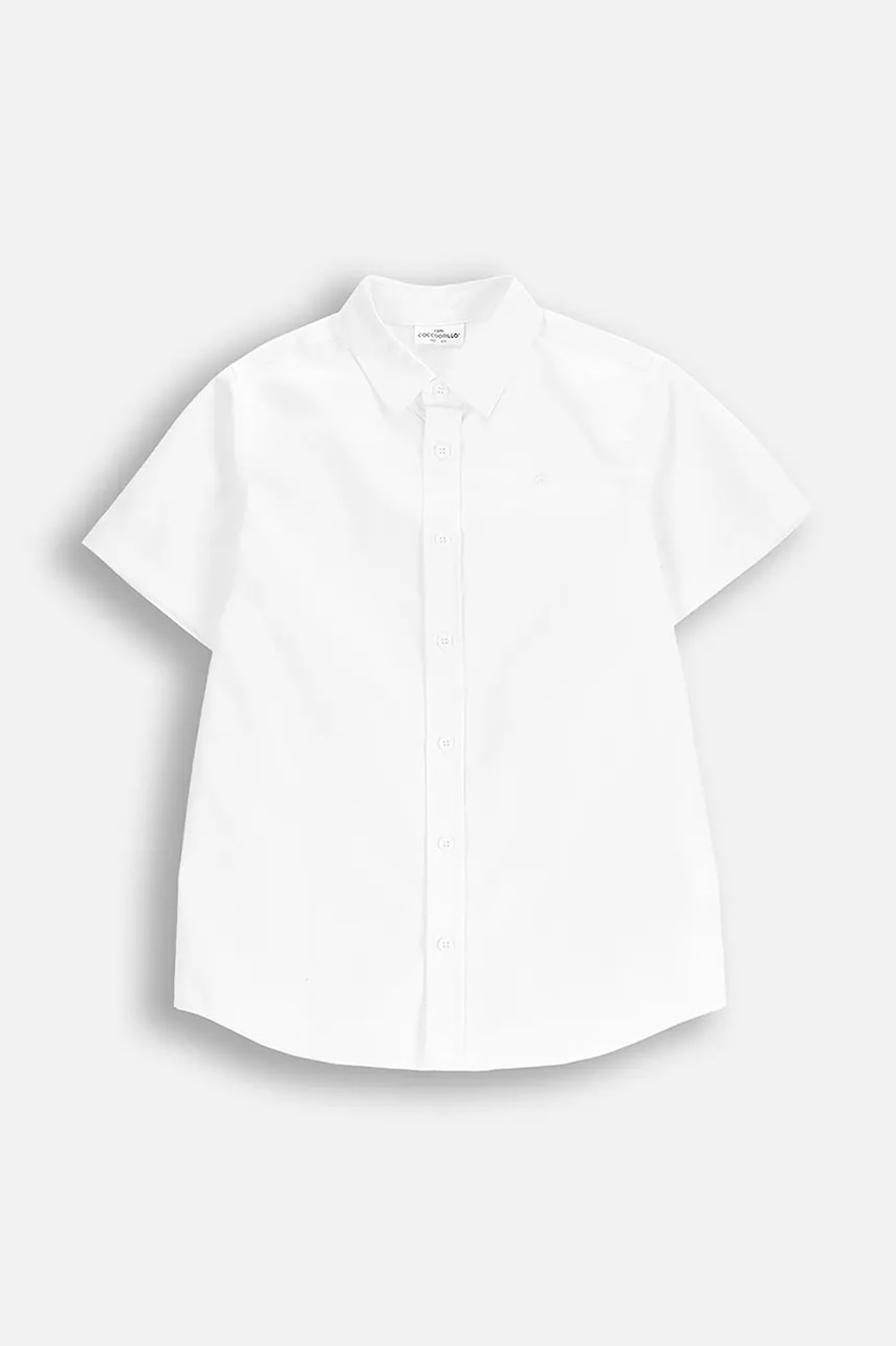 Coccodrillo cămașă de bumbac pentru copii culoarea alb, ELEGANT JUNIOR BOY