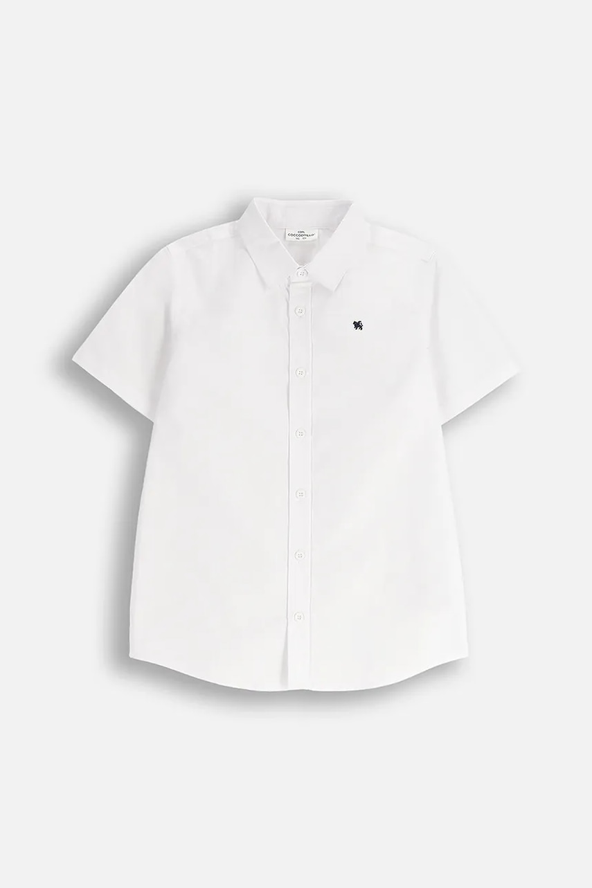 Levně Dětská bavlněná košile Coccodrillo bílá barva, BACK TO SCHOOL BOY