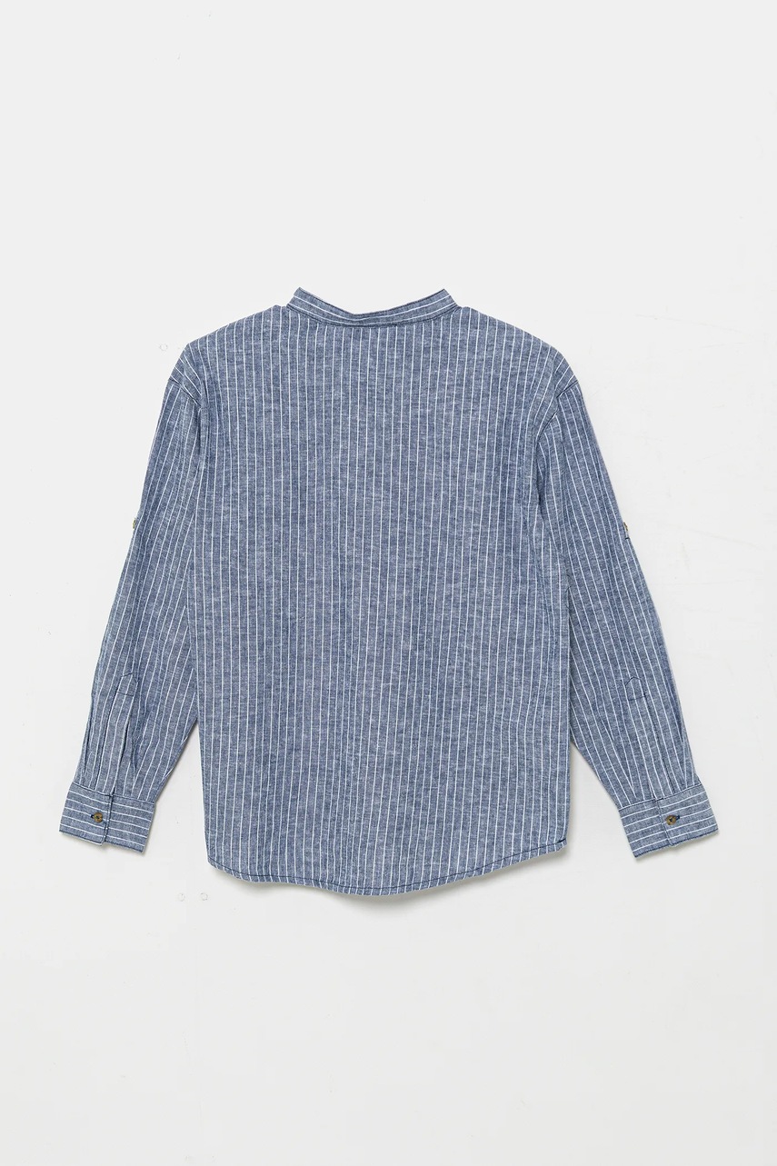 Детская льняная рубашка United Colors of Benetton цвет синий 52VMCQ03V