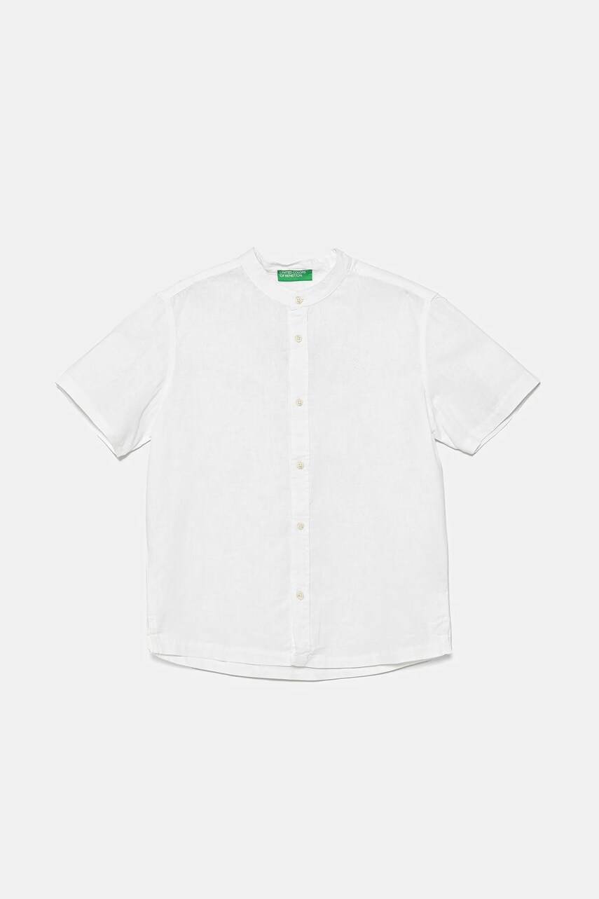 Levně Dětská lněná košile United Colors of Benetton bílá barva, 52VMCQ03W