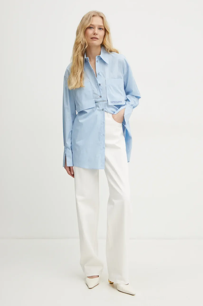 Хлопковая рубашка Patrizia Pepe женская relaxed классический воротник 8C0737 AH74 Хлопковая рубашка Patrizia Pepe женская relaxed классический воротник 8C0737 AH74
