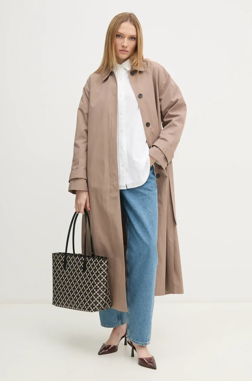 Хлопковая рубашка Calvin Klein Jeans женская цвет бежевый relaxed классический воротник J20J224858 Хлопковая рубашка Calvin Klein Jeans женская цвет бежевый relaxed классический воротник J20J224858
