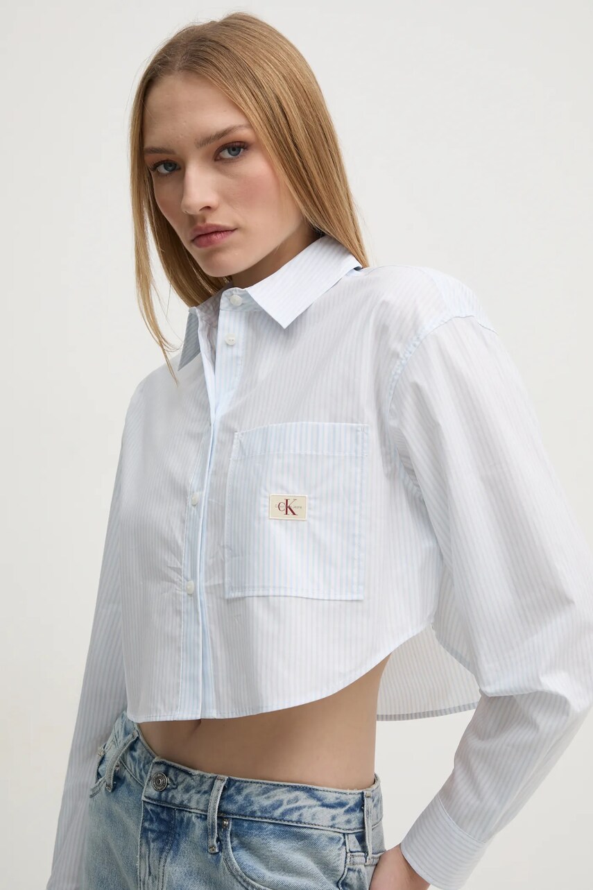 Levně Bavlněná košile Calvin Klein Jeans modrá barva, relaxed, s klasickým límcem, J20J225078
