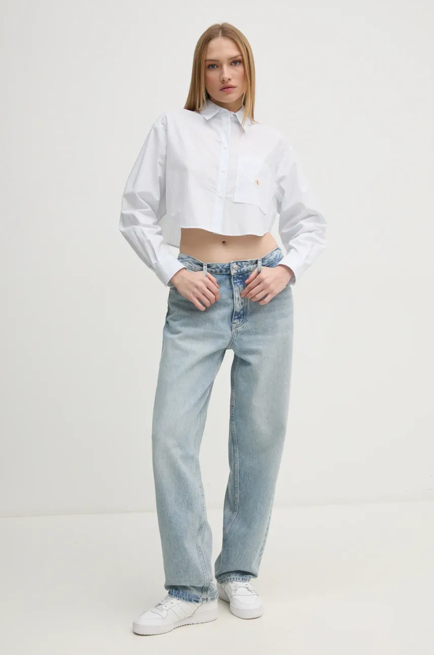 Хлопковая рубашка Calvin Klein Jeans женская relaxed классический воротник J20J225078 Хлопковая рубашка Calvin Klein Jeans женская relaxed классический воротник J20J225078