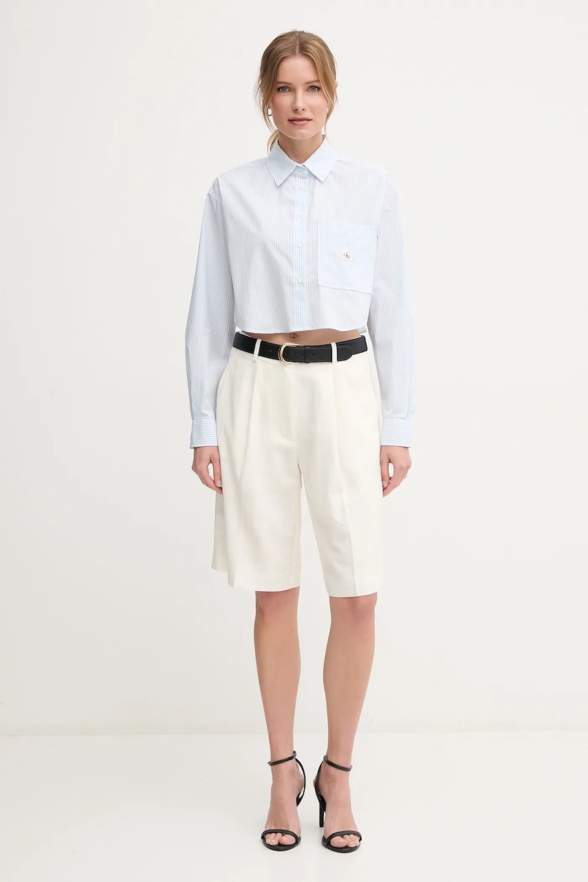 Хлопковая рубашка Calvin Klein Jeans женская relaxed классический воротник J20J225078 Хлопковая рубашка Calvin Klein Jeans женская relaxed классический воротник J20J225078