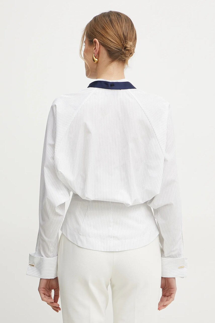 Рубашка Elisabetta Franchi женская цвет белый regular классический воротник CA09151E2 Рубашка Elisabetta Franchi женская цвет белый regular классический воротник CA09151E2