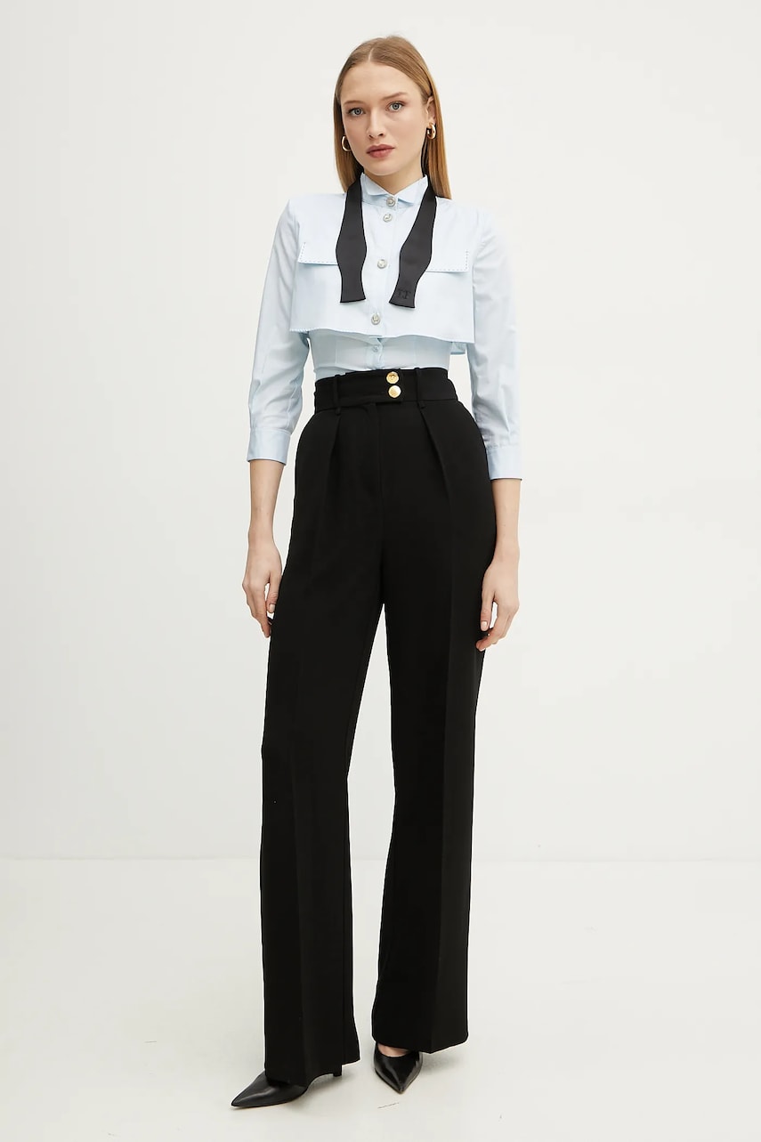 Хлопковая рубашка Elisabetta Franchi женская regular шнурованное декольте CA10251E2 Хлопковая рубашка Elisabetta Franchi женская regular шнурованное декольте CA10251E2