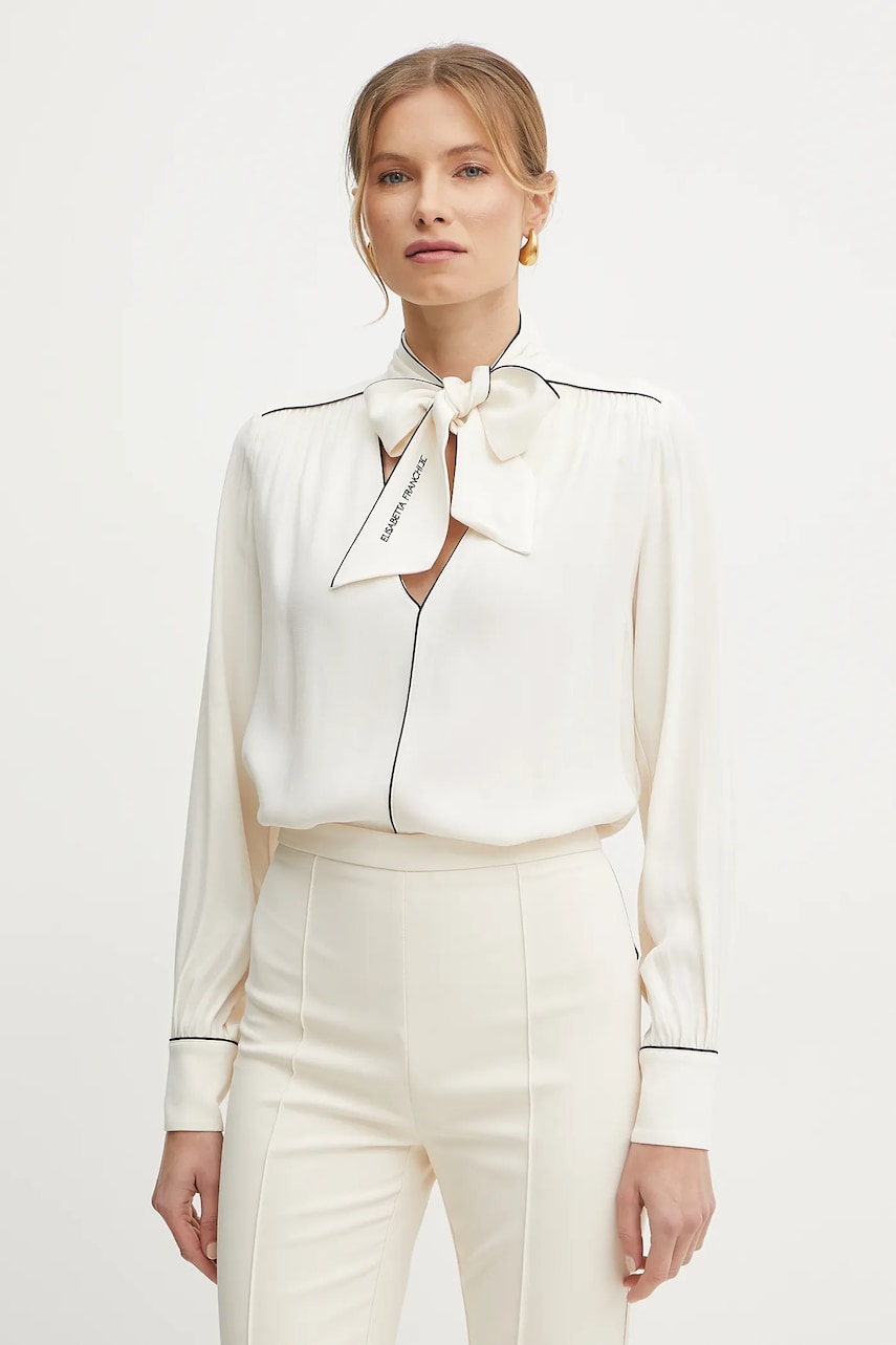 Elisabetta Franchi bluza femei, culoarea bej, modelator, CA10451E2 Elisabetta Franchi bluza femei, culoarea bej, modelator, CA10451E2