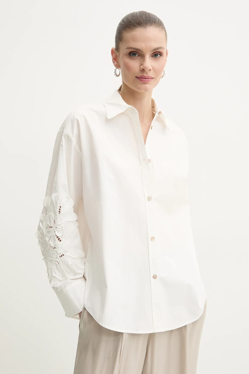 Forte Forte camasa din bumbac femei, culoarea alb, cu guler clasic, relaxed, 13605.my shirt Forte Forte camasa din bumbac femei, culoarea alb, cu guler clasic, relaxed, 13605.my shirt